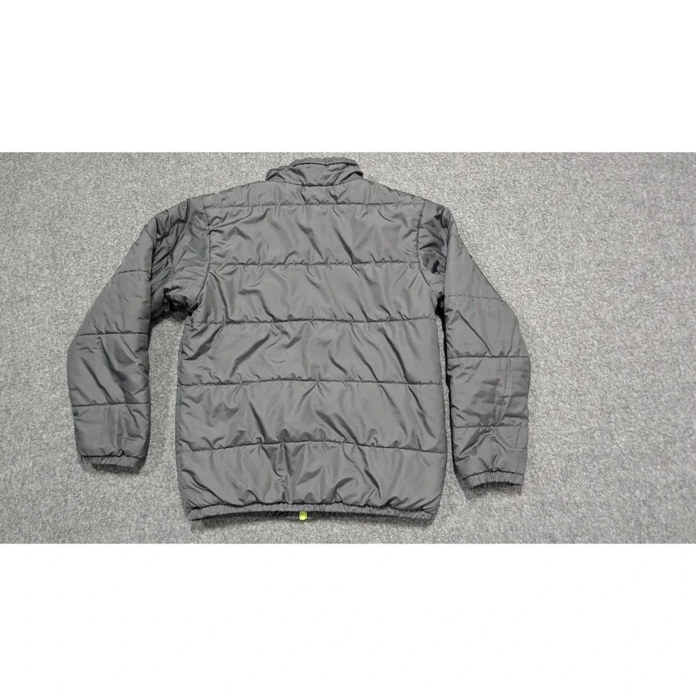 North Face Puffer Jacket Boys Large 14 Black Neon Green Full Zip Winter Outdoors